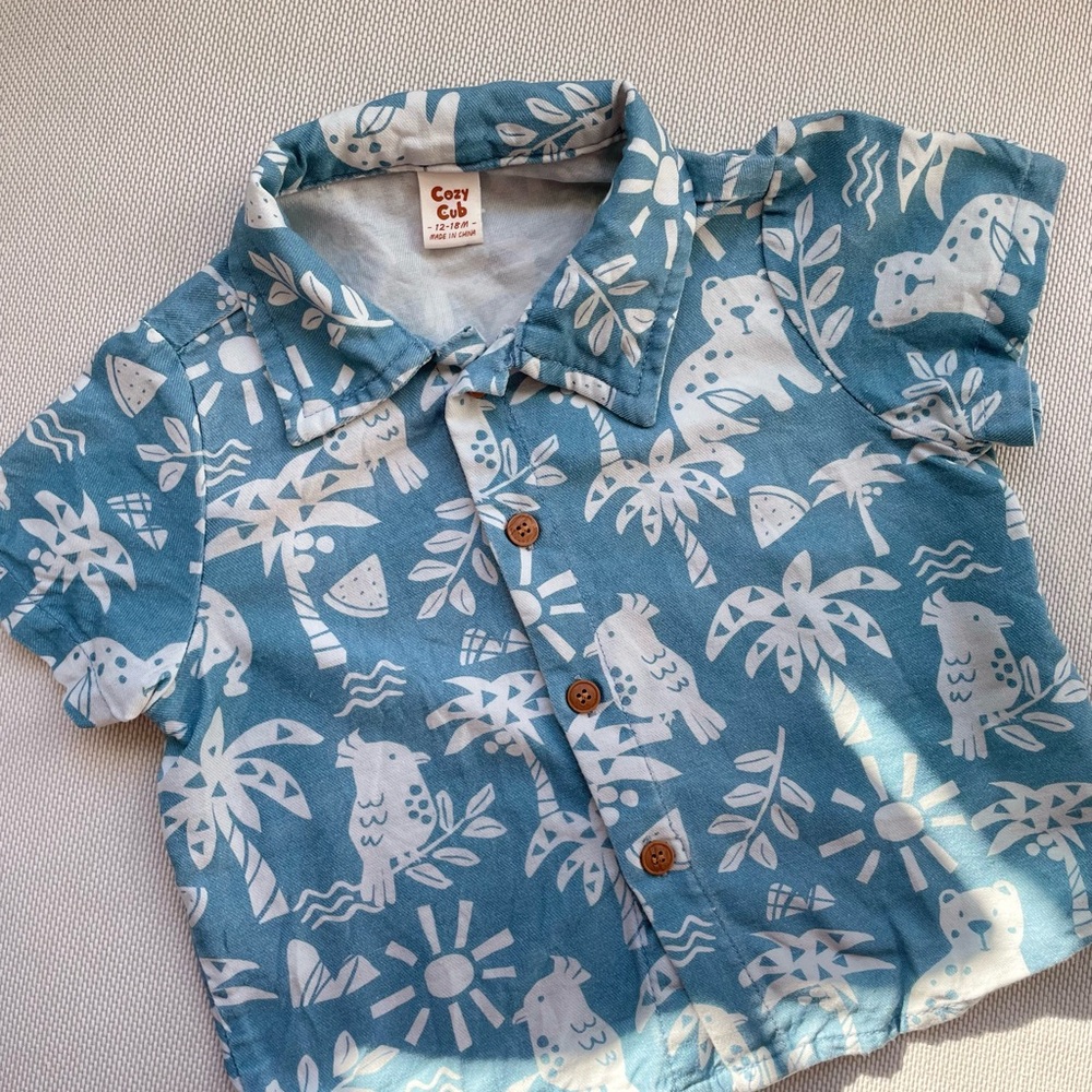 Blue Patterned Kids Shirt
